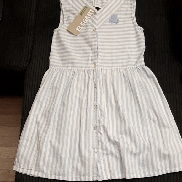 NWT Blue and White Striped Kids Dress Size 9y - Picture 1 of 5